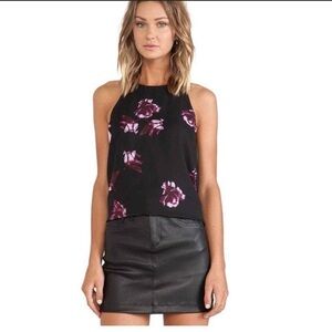 Sanctuary Black and Purple Floral Tank Top